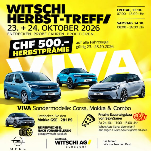 Besuche uns am kommenden Freitag und Samstag in Burgdorf und entdecke die neuen Opel Viva Sondermodelle ⚡️ #viva #pizza